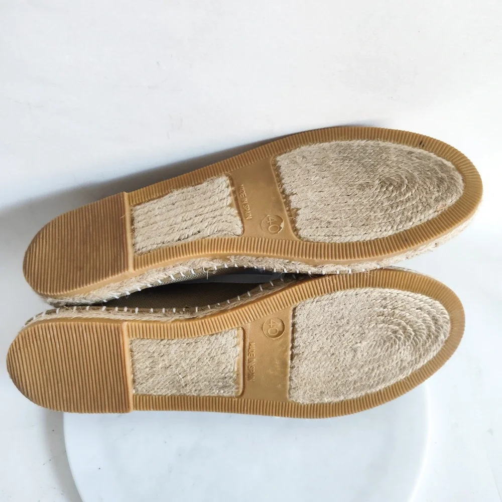 Andre Assous Flats 9.5 / 40 Espadrilles Hemp Canvas Beige Tan Vegan Slip On Boho